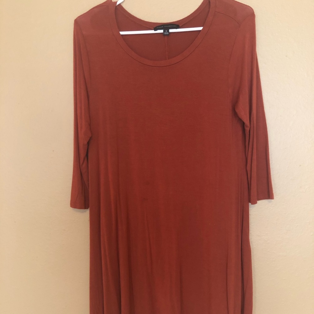 Burnt orange Long sleeve t-shirt dress